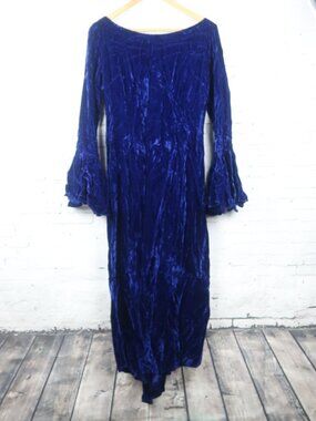 SCOTT JILLSON BLUE VELVET ONE OF A KIND RUFFLE SLEEVE EVENING DRESS SIZE 6